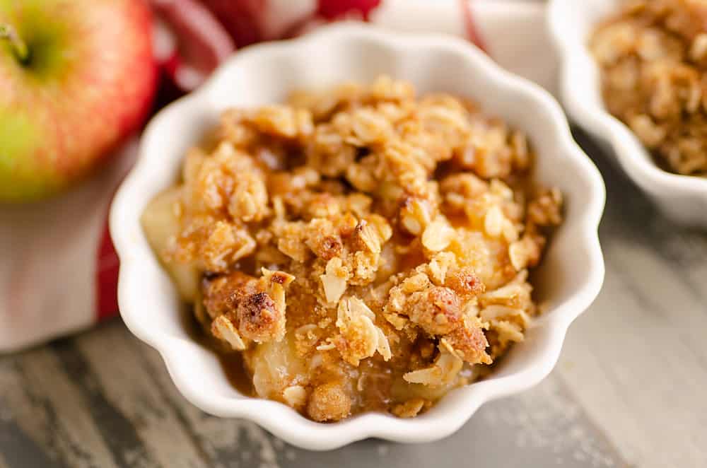 Crispy Pressure Cooker Apple Crisp served in dessert bowls