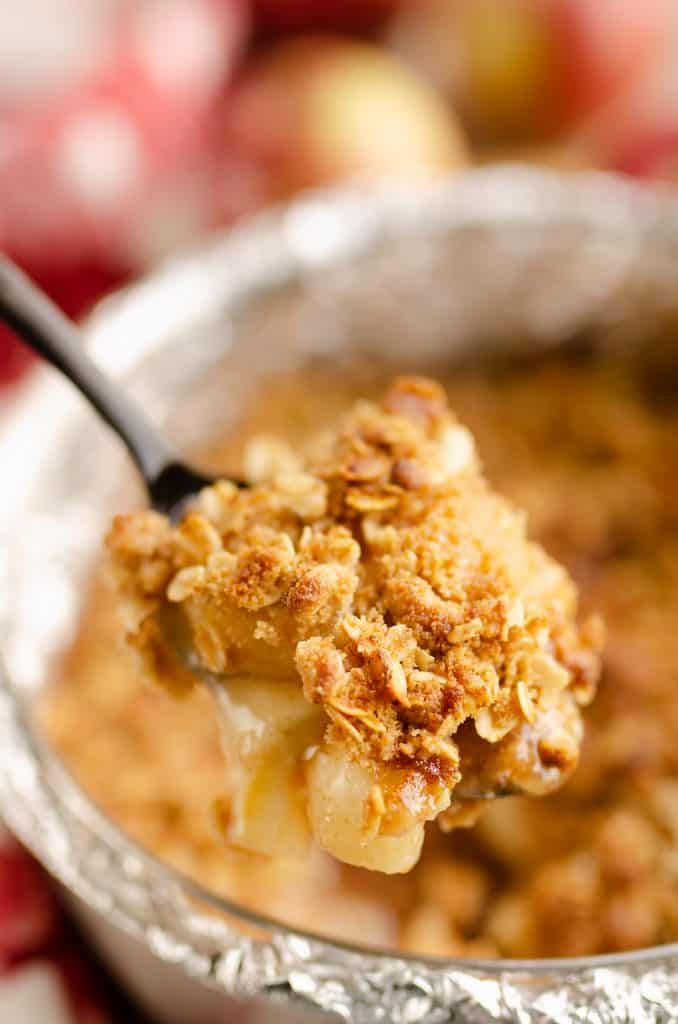 spoonful of Crispy Pressure Cooker Apple Crisp