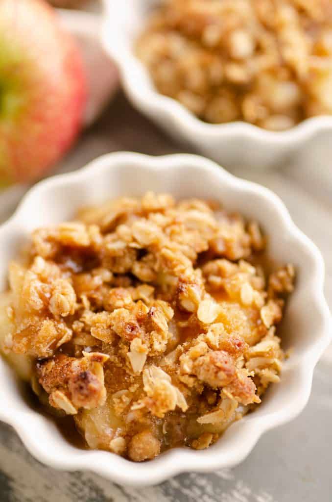 Crispy Pressure Cooker Apple Crisp served in dessert cups