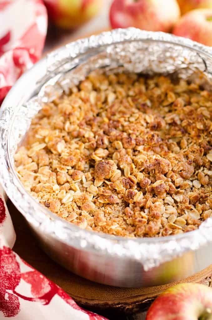 Crispy Pressure Cooker Apple Crisp served on table