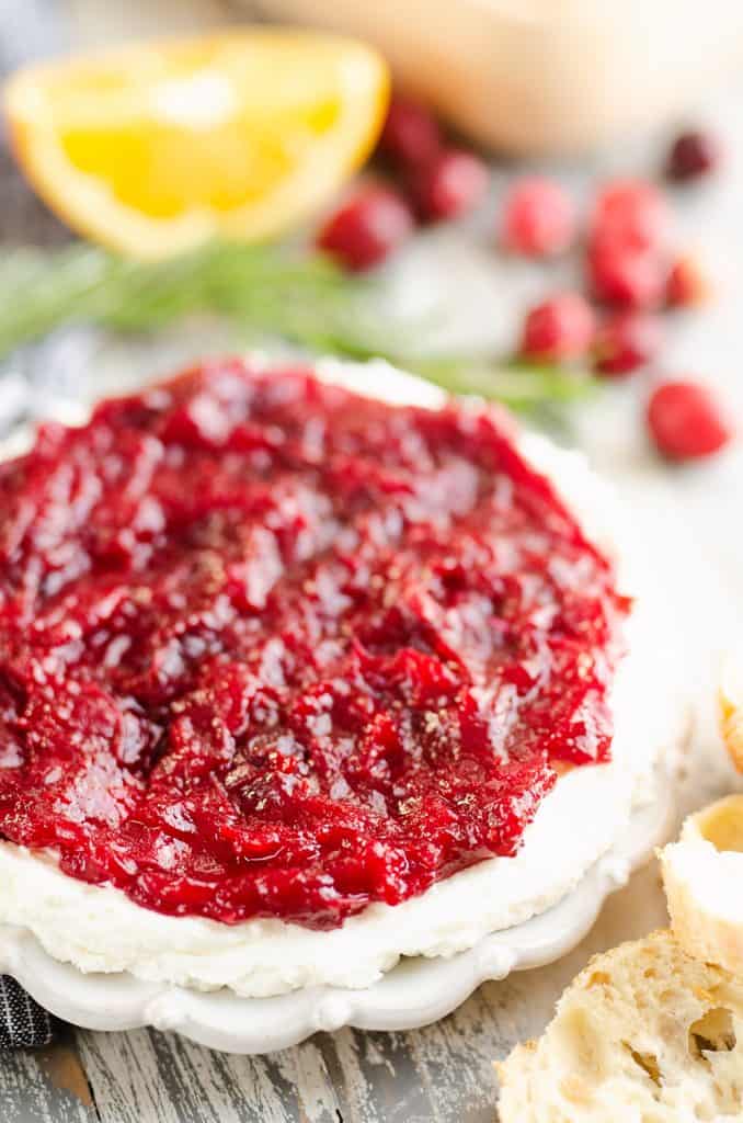 Cranberry Goat Cheese Appetizer served on table