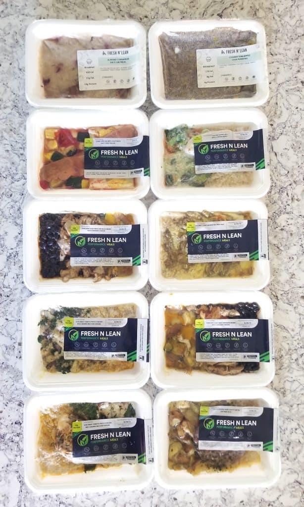 Fresh n' Lean Meals layed out on kitchen counter