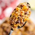 Southwest Quinoa Squash Salad on spoon