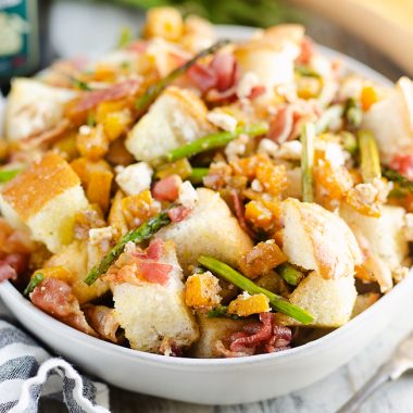 Butternut Squash Panzanella Salad served in bowl