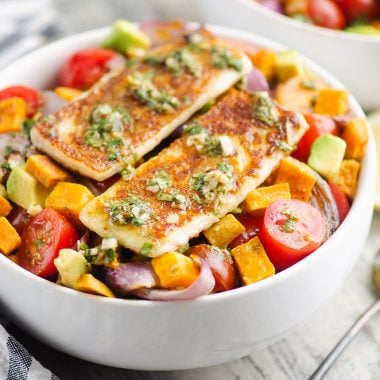  Chimichurri Roasted Vegetable Bowl with Grilled Cheese with fresh lemon