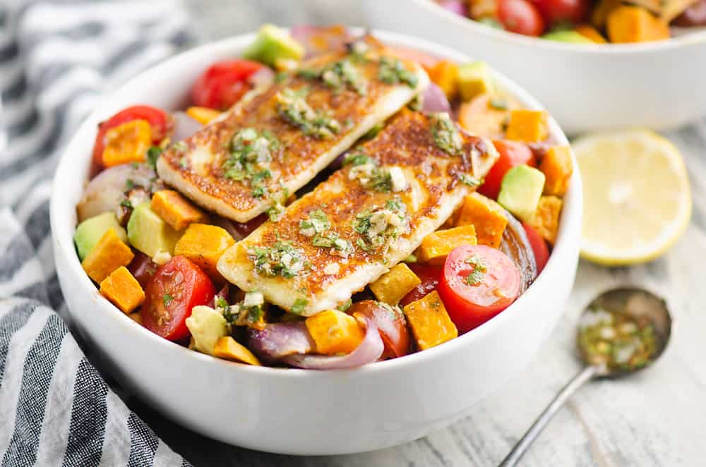  Chimichurri Roasted Vegetable Bowl with Grilled Cheese with fresh lemon