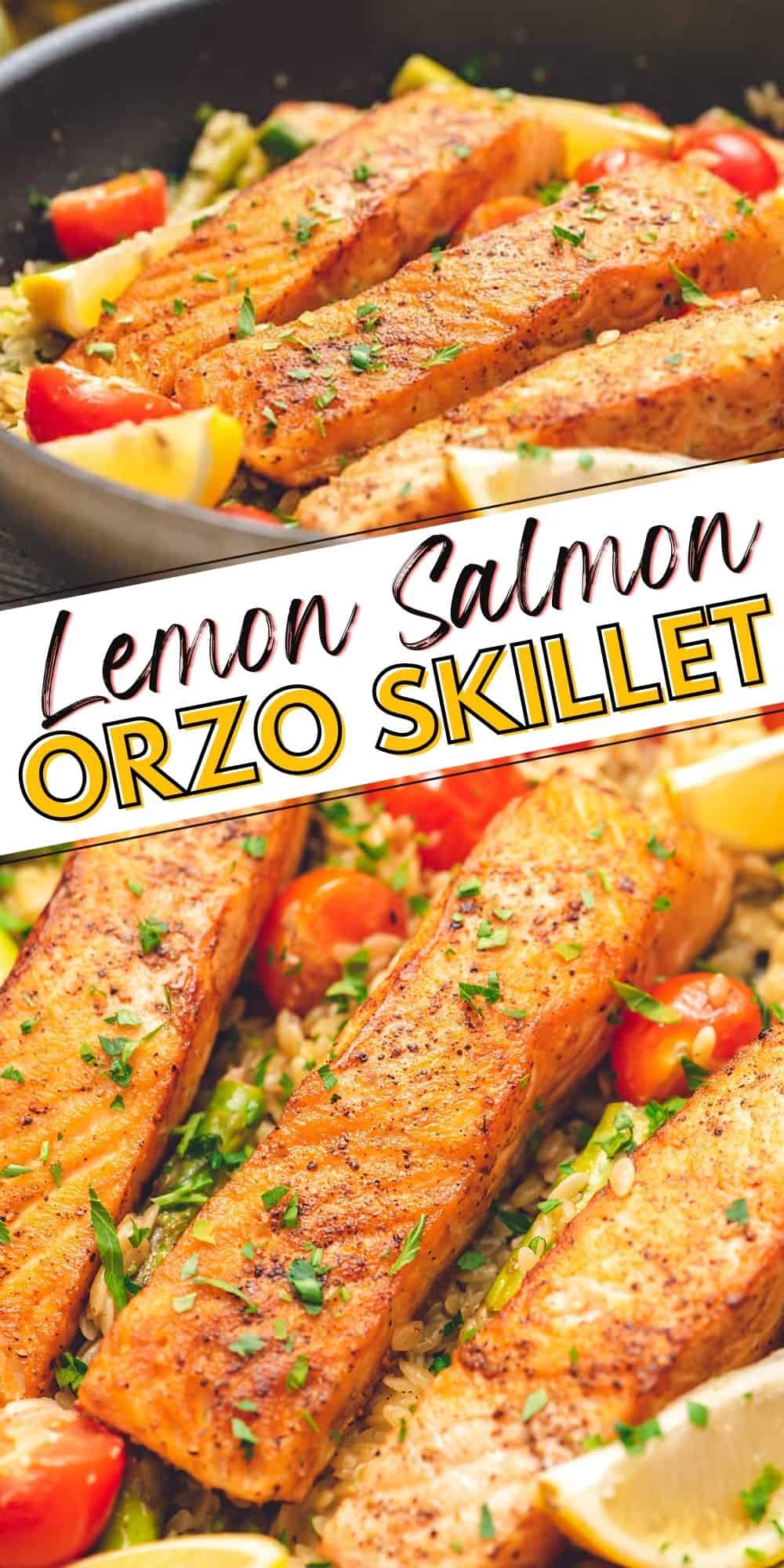 Lemon Salmon Orzo Skillet