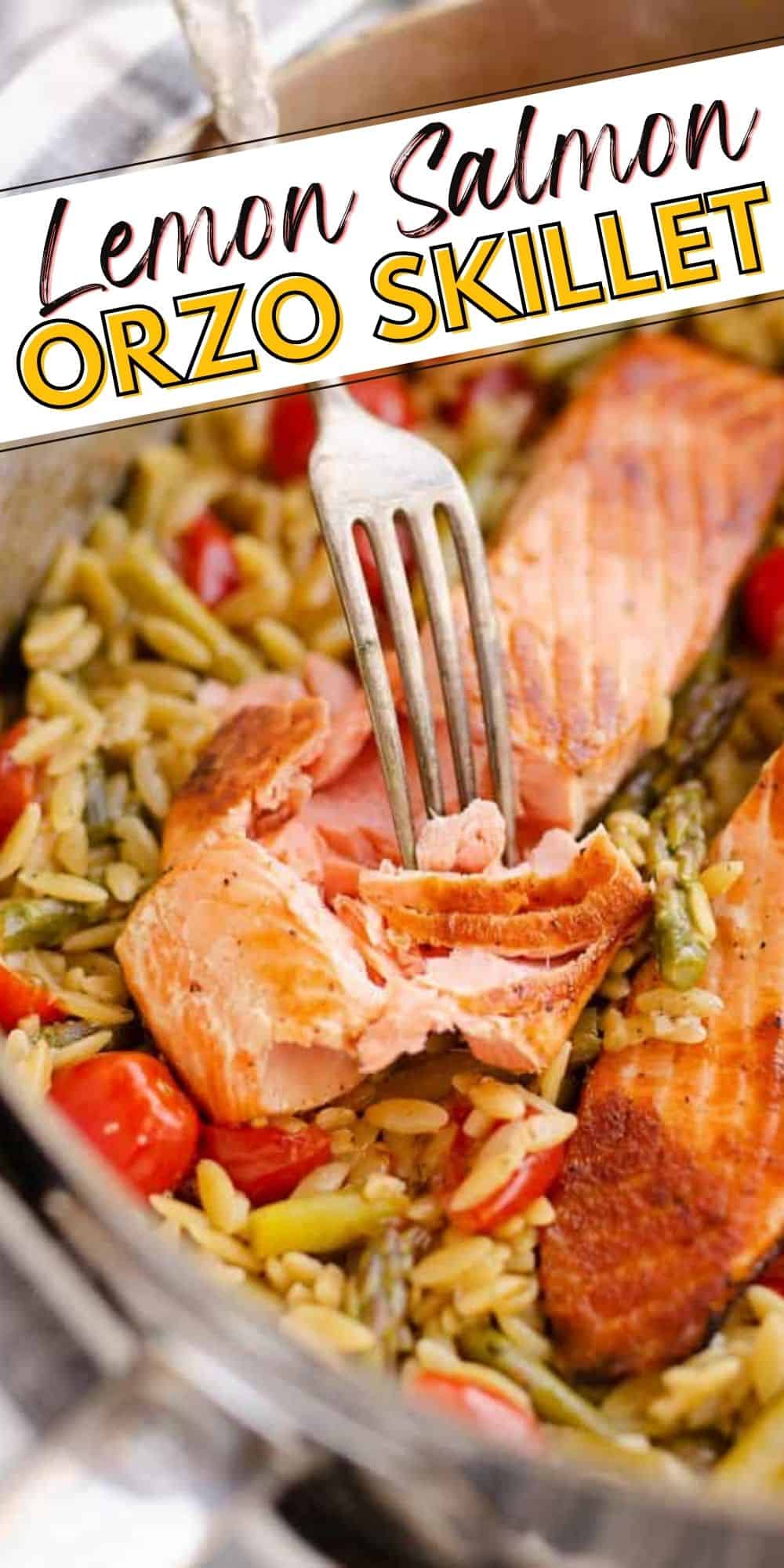 Lemon Salmon Orzo Skillet