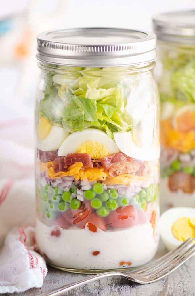 How to Food Prep Ball Mason Jar Cobb Salad - Seven Graces
