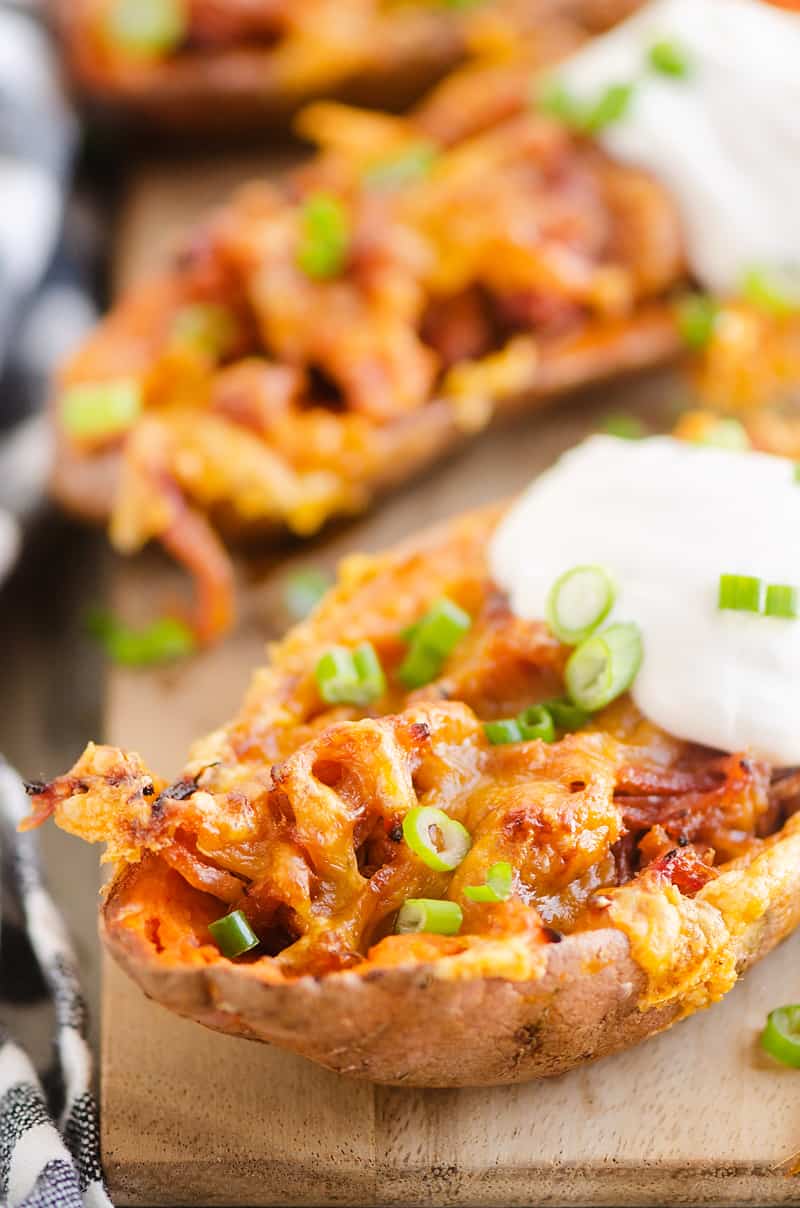 Air Fryer BBQ Pork Sweet Potato Skins