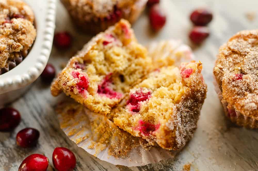 Cranberry Streusel Muffins served on table