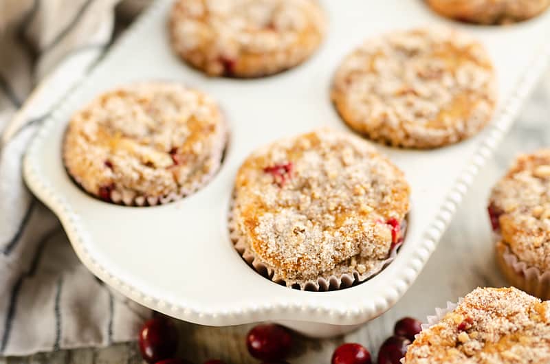 Cranberry Streusel Muffins in pan