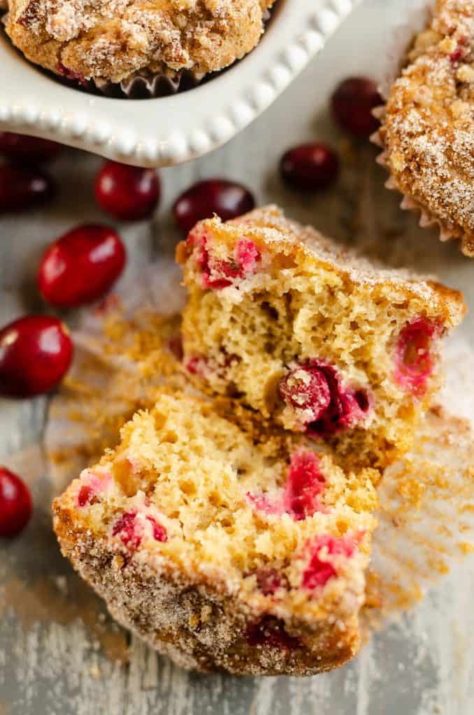 Cranberry Streusel Muffins cut open