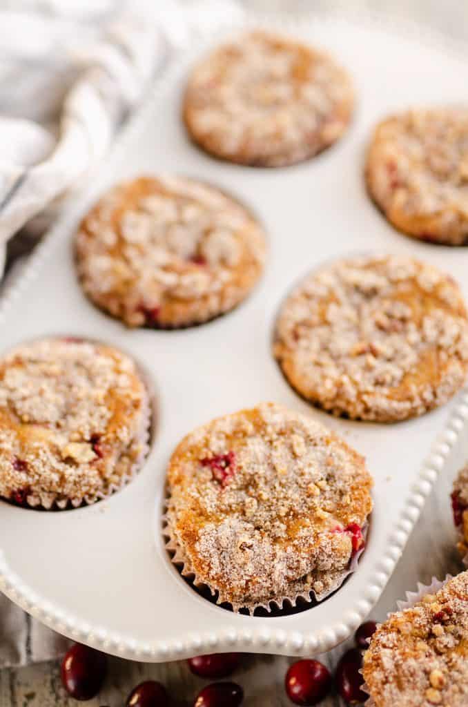 Cranberry Streusel Muffins in baking pan