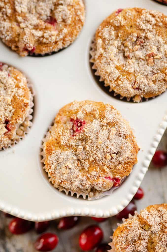 Cranberry Streusel Muffins in pan