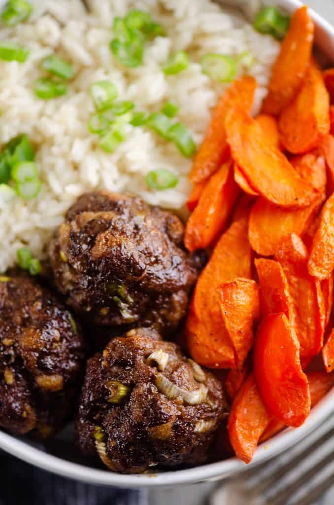 Glazed Hoisin Meatball Bowls