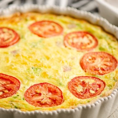 Ham and Goat Cheese Quiche served on table