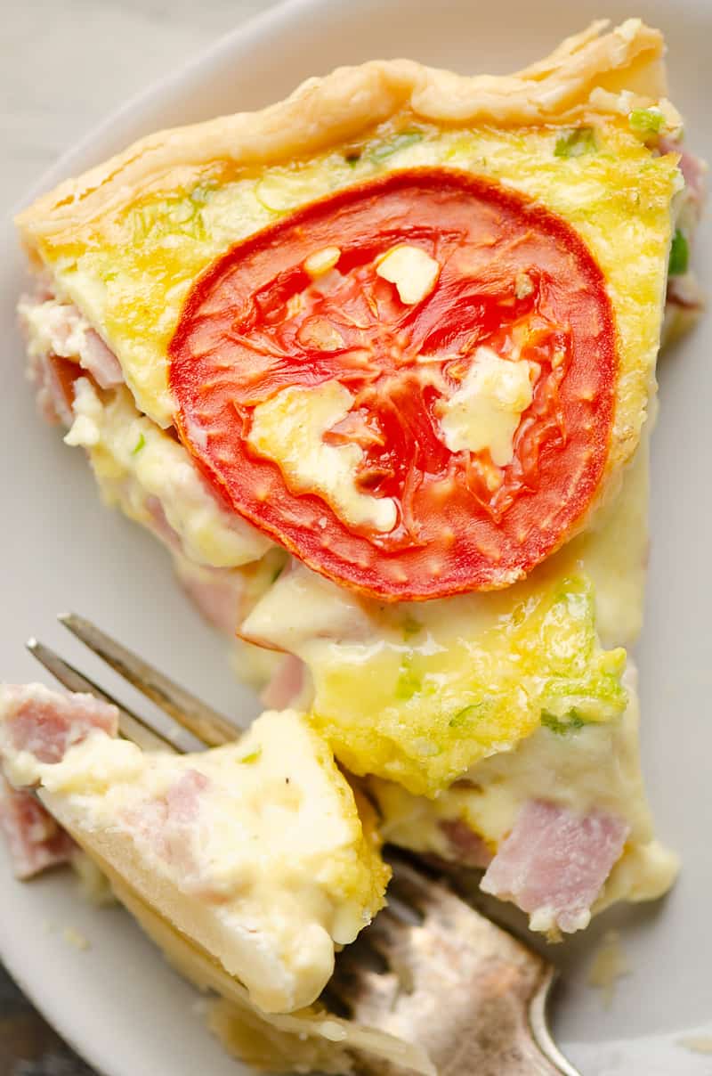 Ham and Goat Cheese Quiche slice