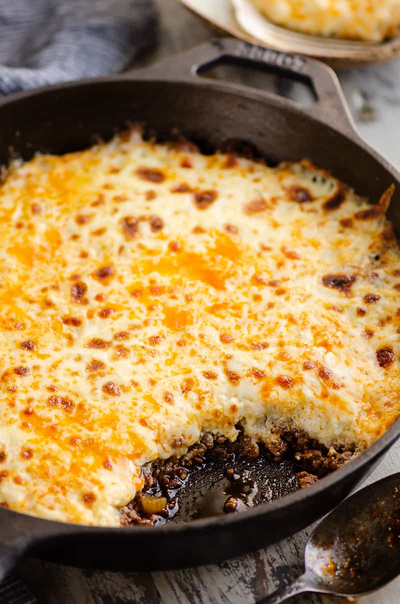 Keto Skillet Lasagna served on dinner table