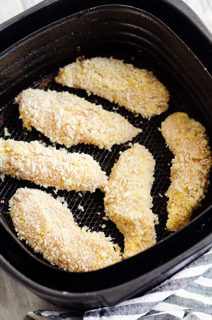 Air Fryer Chicken Strips in Airfryer basket