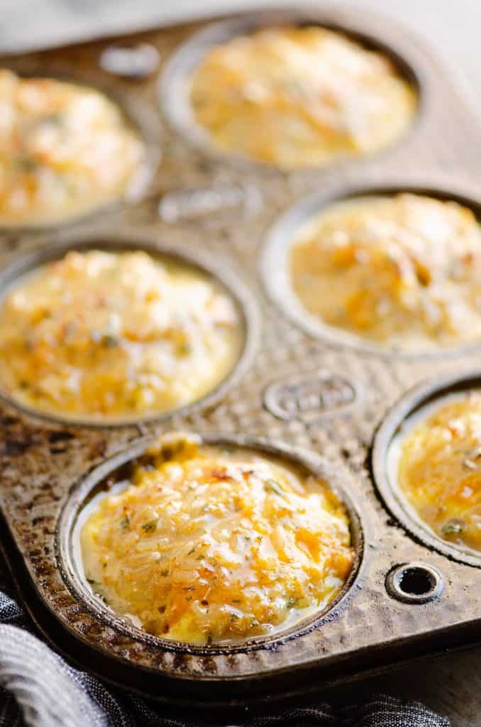 Buttery Tuna Rice Muffins in muffin tin