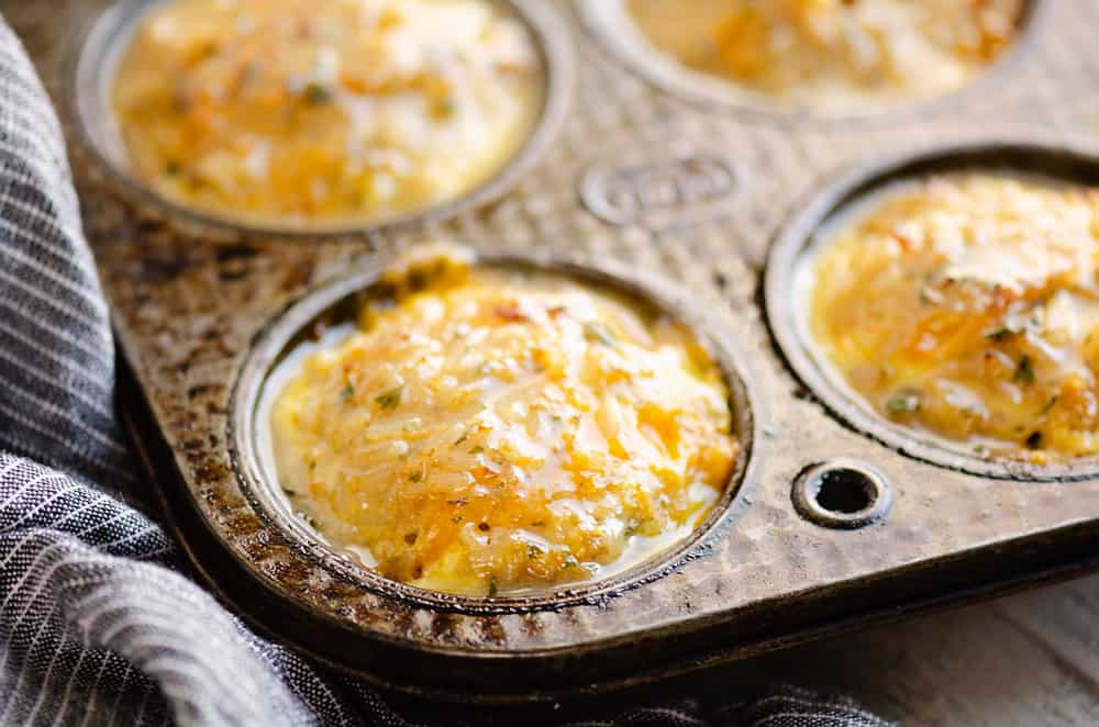 Buttery Tuna Rice Muffins in muffin tin