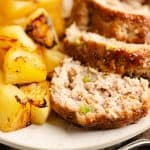 Roasted Pineapple and mini meatloaves on plate