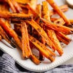 Crispy Carrot Fries on white platter