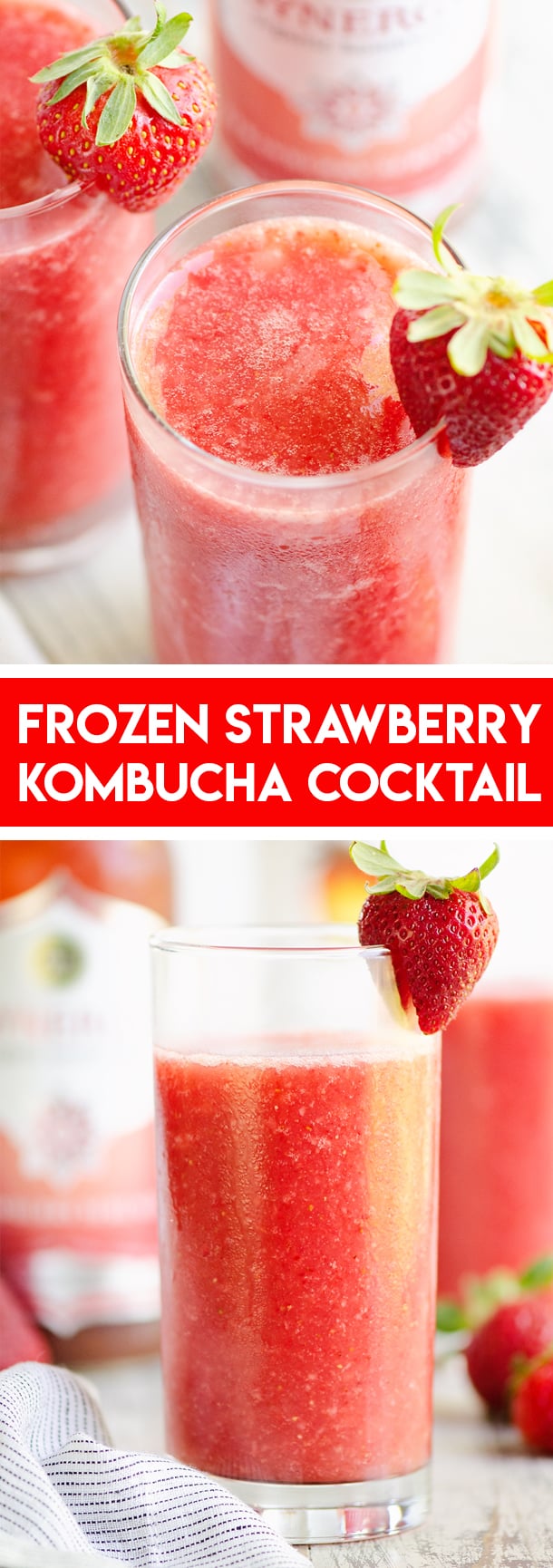 Frozen Strawberry Malibu Kombucha Cocktail