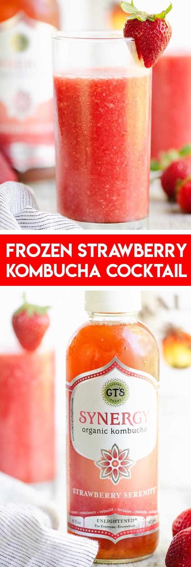 Frozen Strawberry Malibu Kombucha Cocktail