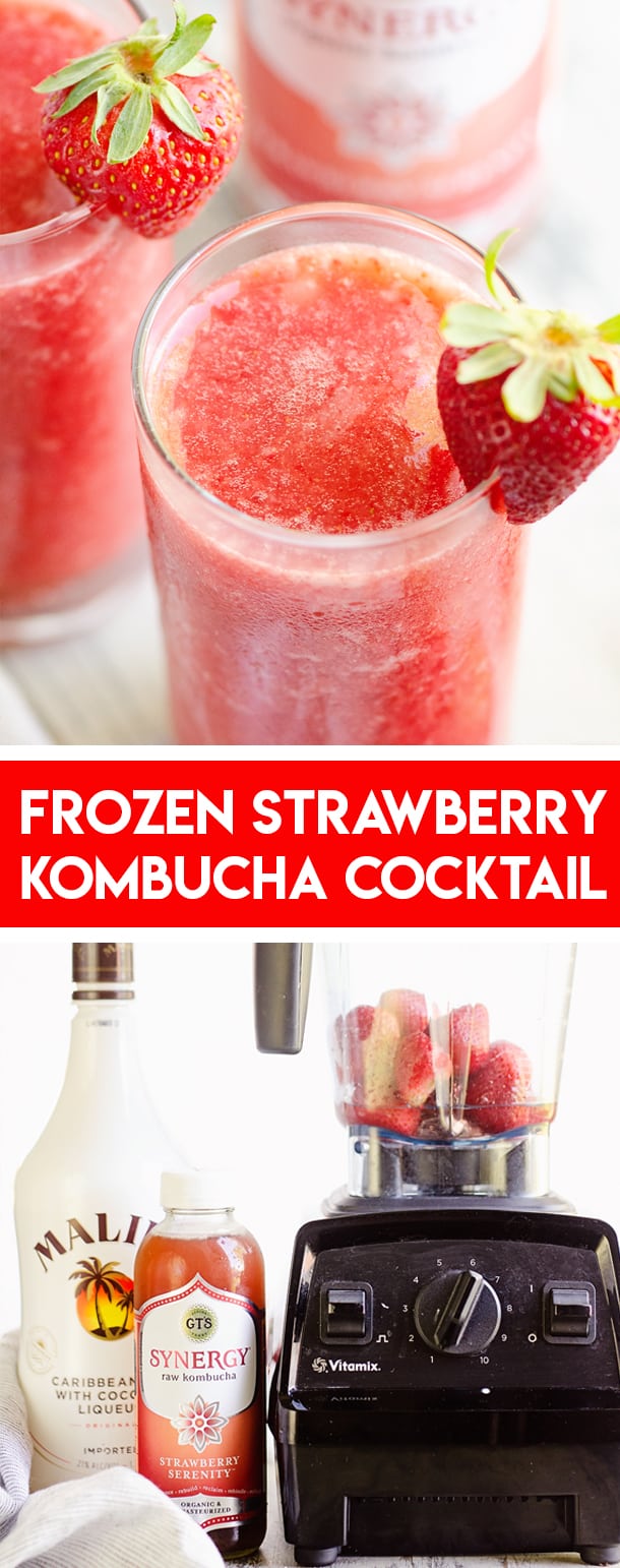 Frozen Strawberry Malibu Kombucha Cocktail