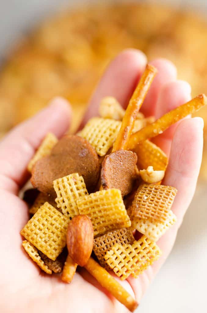 handful of buttery snack mix