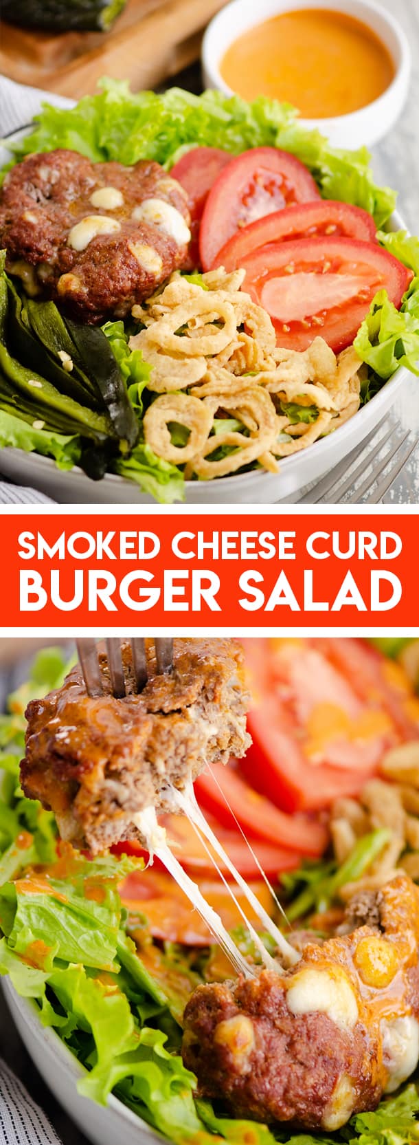 Smoked Cheese Curd Burger Salad