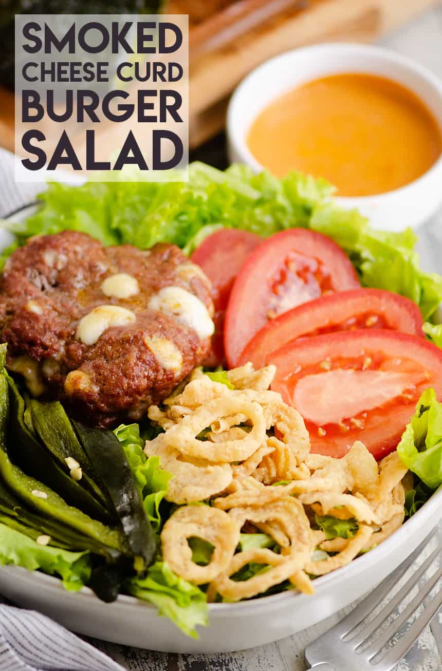 Smoked Cheese Curd Burger Salad