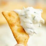 Cucumber Feta Greek Yogurt Dip on pita chip