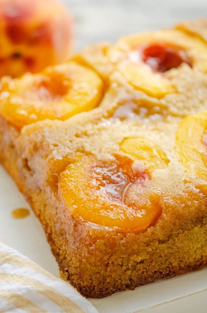 Peach Upside Down Cake with fresh peaches