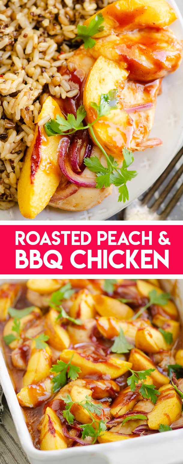 Roasted Peach BBQ Chicken Bake