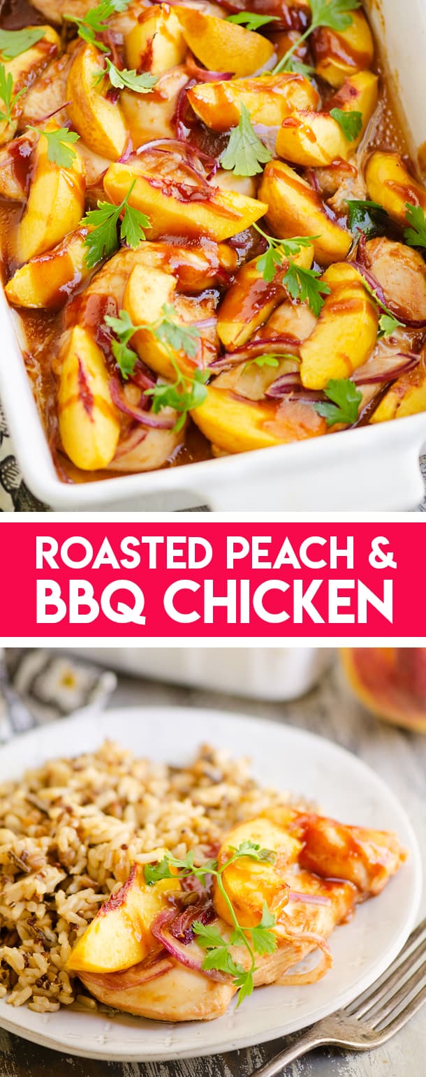 Roasted Peach BBQ Chicken Bake