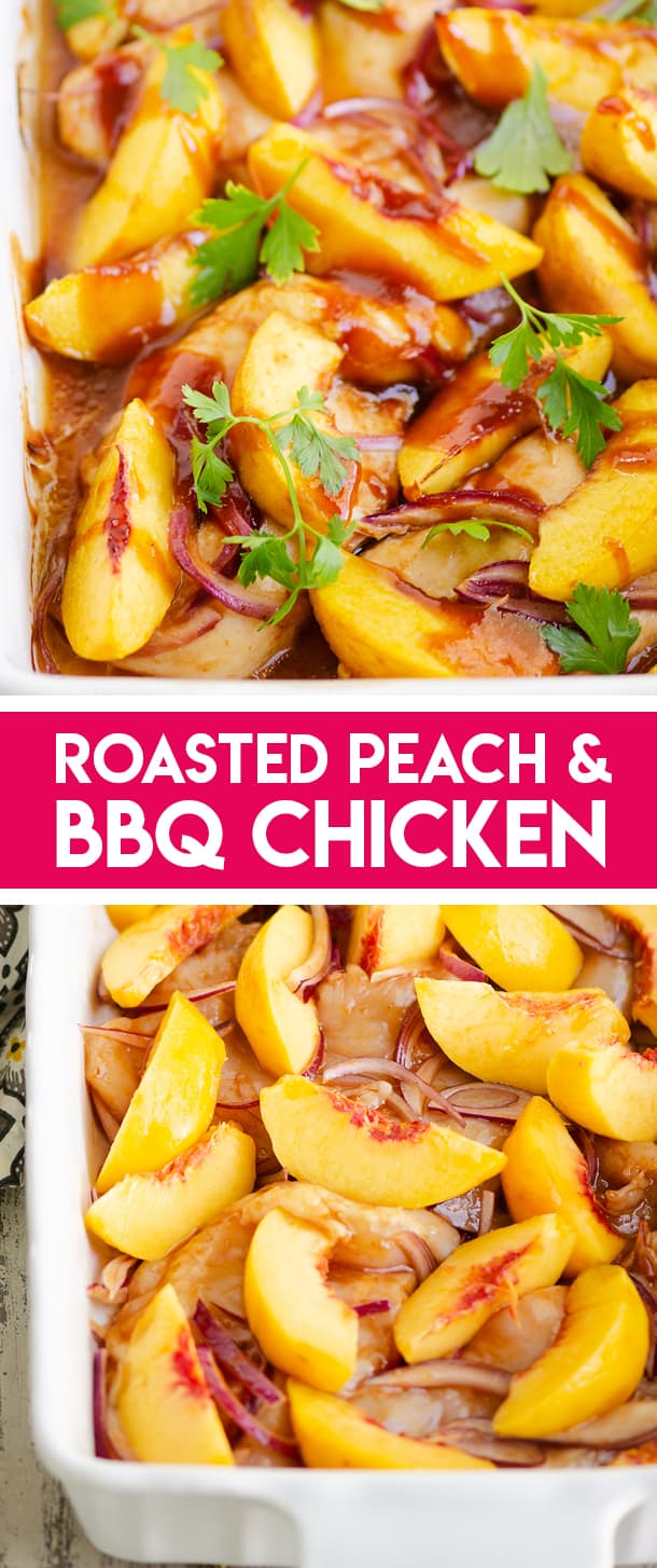 Roasted Peach BBQ Chicken Bake