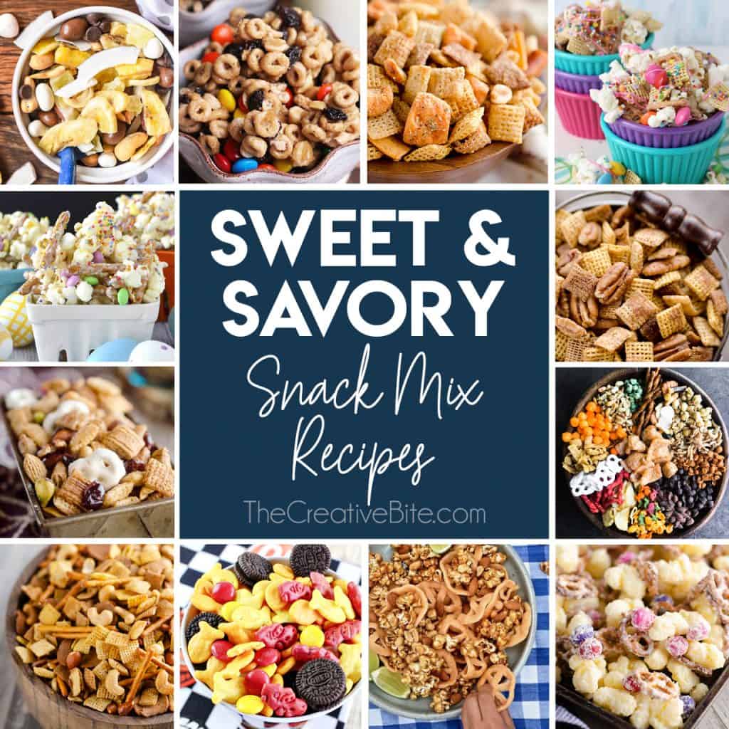 Sweet & Savory Snack Mix Recipes collage