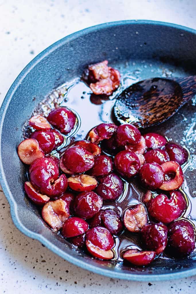 Cherries in cast iron skillet