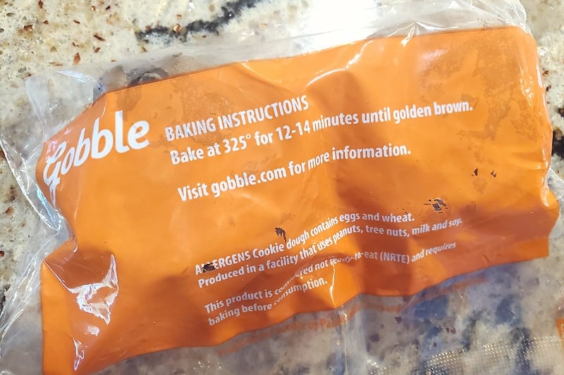 Gobble chocolate chip cookie dough pucks in package