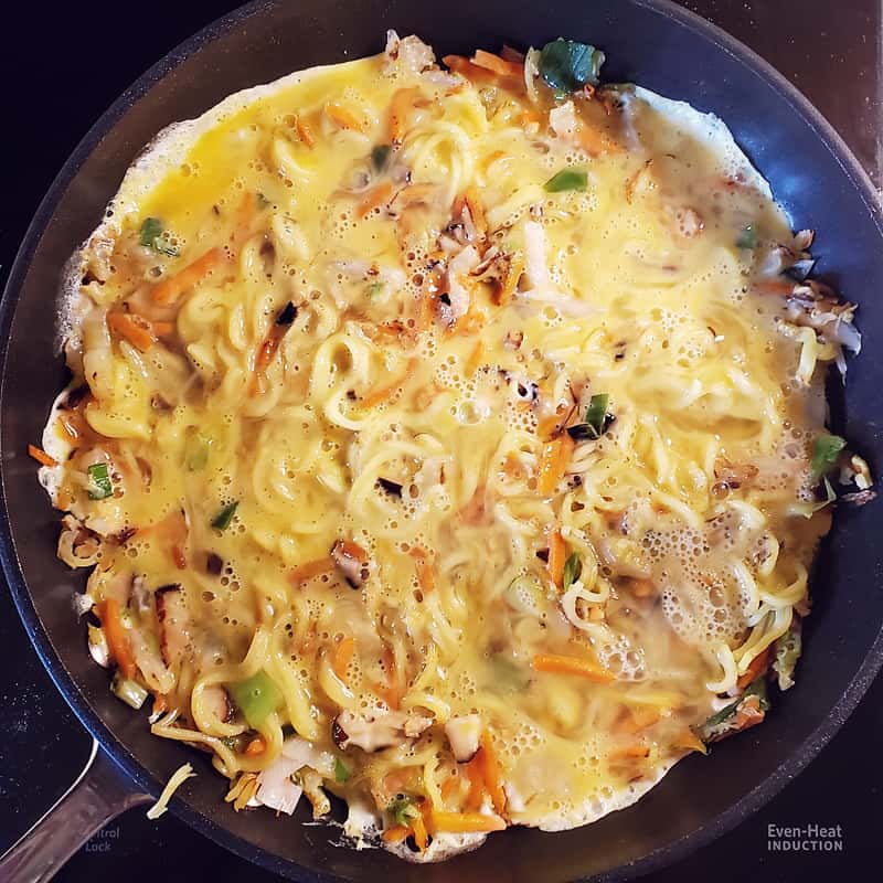 Gobble Japanese Okonomiyaki Yakisoba Noodle Omlette in skillet