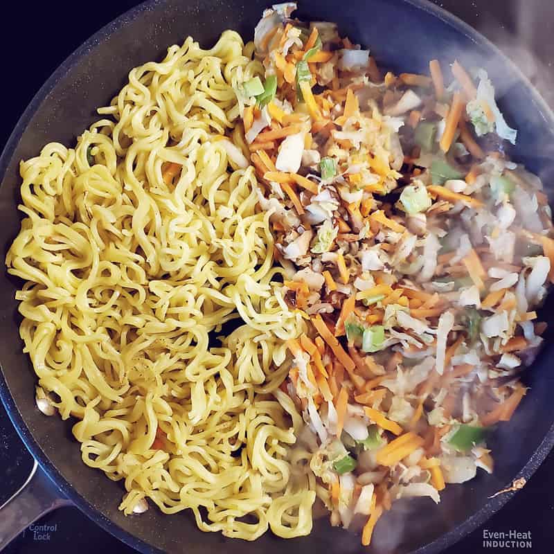 Gobble Japanese Okonomiyaki Yakisoba Noodles in skillet