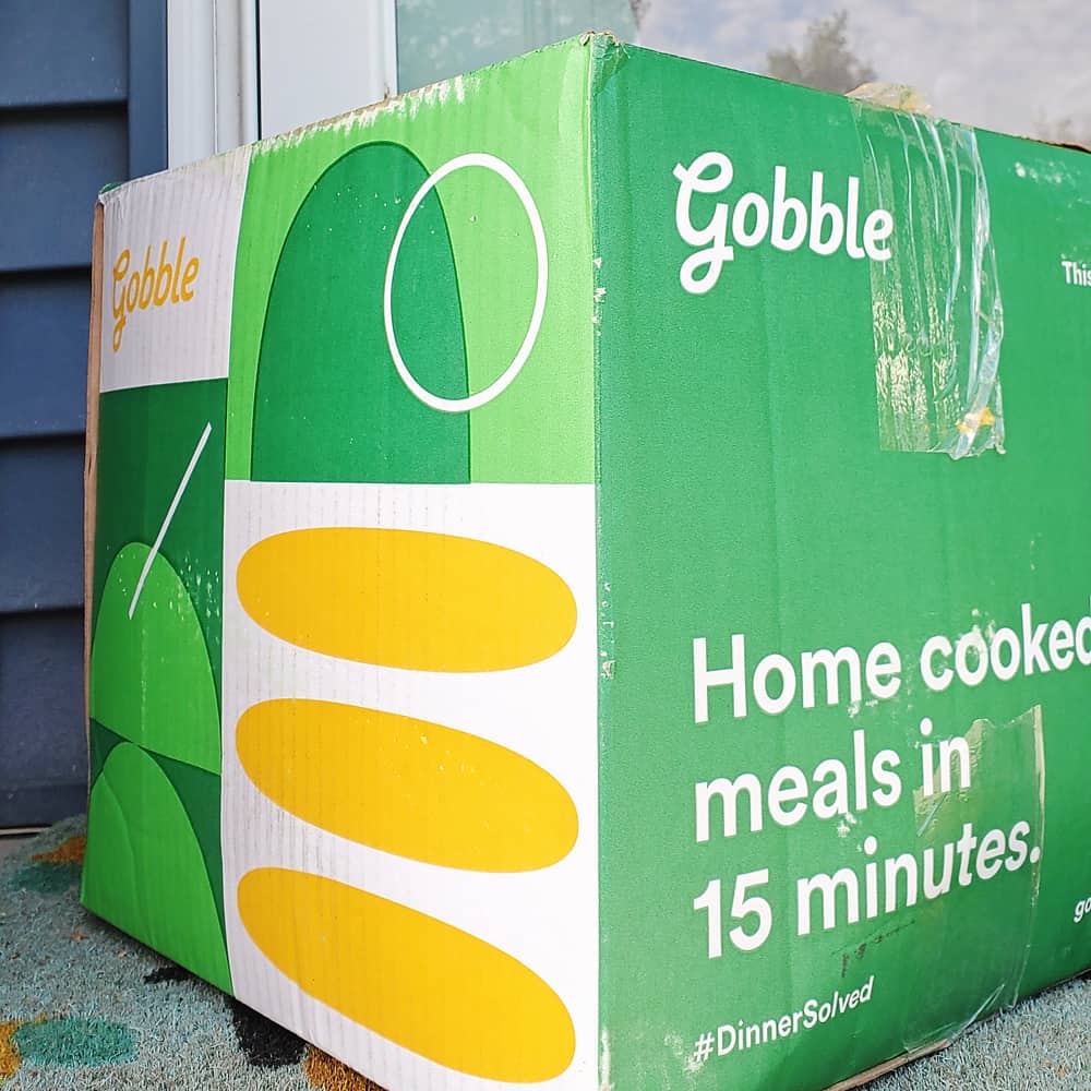 Gobble Meal Delivery Service Kit box on front step