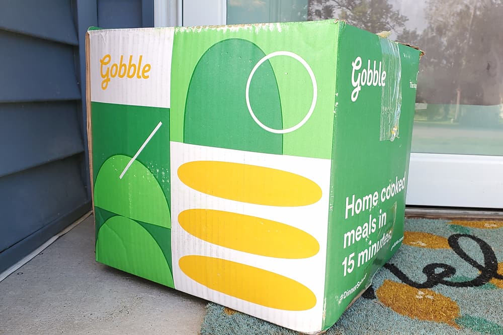 Gobble Meal Delivery Service Kit box on front step