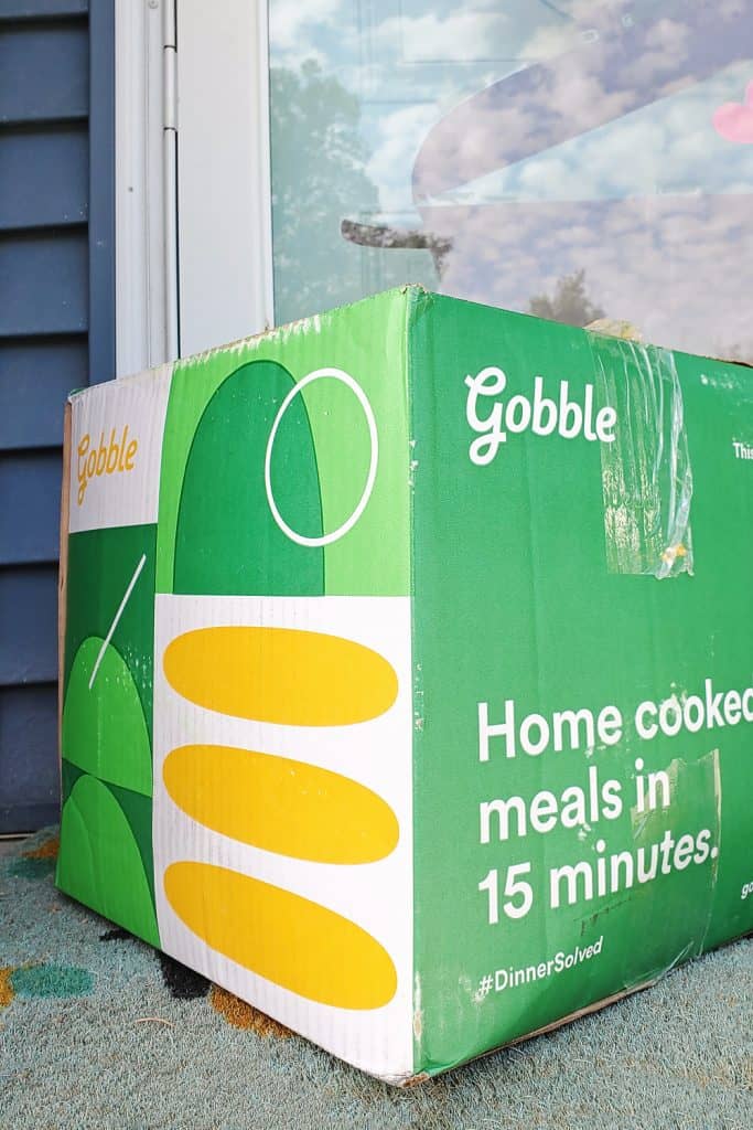 Gobble Meal Delivery Service Kit box on front step