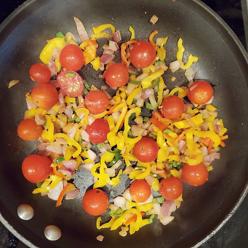 Tomatoes and Peppers in skillet