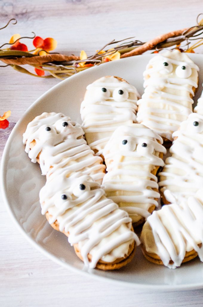 Mummy Nutter Butter Cookies on white plate