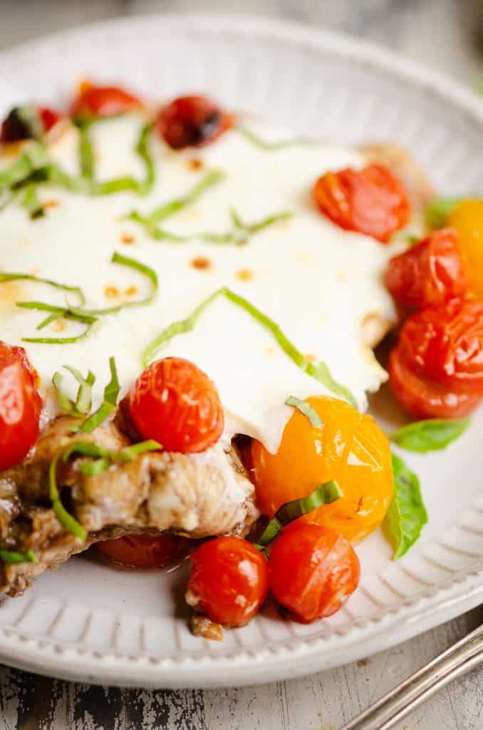 Honey Balsamic Caprese Chicken on plate